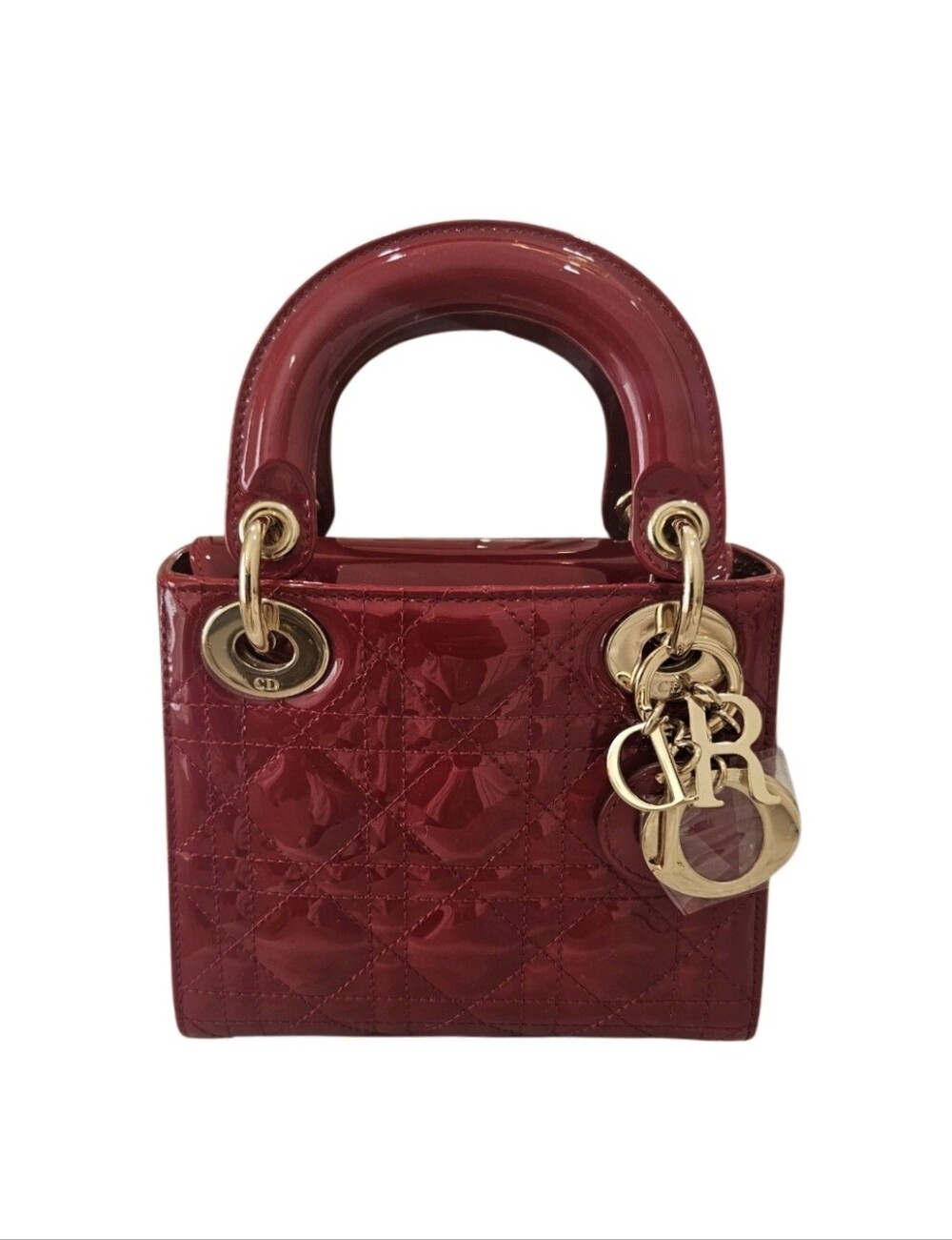 Dior Mini Lady Dior Bag in Cherry Red Patent Cannage Calfskin NIB - Picture 5 of 14